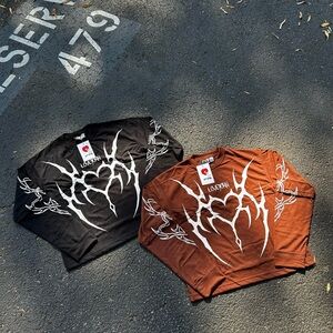 Black or Brown Graphic Long Sleeve Shirt